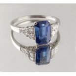 Property of a deceased estate - an Art Deco style unmarked white gold or platinum sapphire & diamond