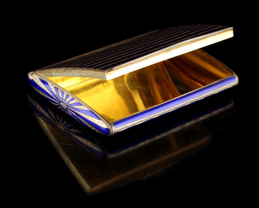 Property of a gentleman - an Austrian silver & blue enamel box with silver gilt interior, 3.3ins. ( - Image 2 of 2