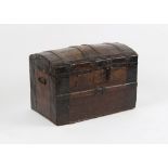 Property of a deceased estate - a late Victorian domed top trunk, 28.5ins. (72.5cms.) wide (