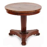 Property of a lady - a rosewood circular topped occasional table, parts 19th century, with trefoil