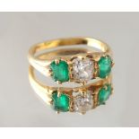 Property of a deceased estate - a late 19th / early 20th century unmarked yellow gold emerald &