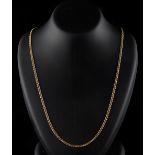 Property of a lady - a Continental yellow metal flat curb link chain necklace, marked 750, 19.75ins.