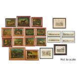 Property of a gentleman - thirteen reproduction reverse prints on glass depicting sporting subjects;