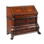 Property of a deceased estate - an 18th century Dutch walnut & marquetry fall-front bureau,