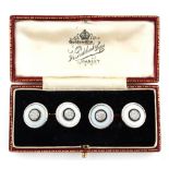 A pair of yellow gold black onyx & diamond circular panelled cufflinks, approximately 11.8 grams