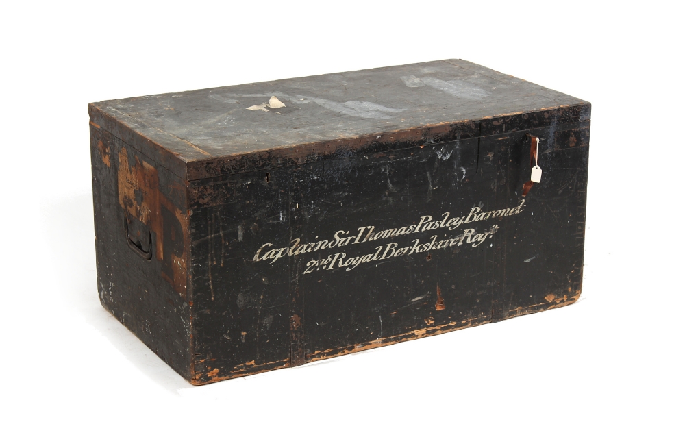 Property of a lady - a late 19th / early 20th century zinc lined trunk with twin locks & flush