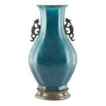 Property of a lady - a Chinese turquoise glazed baluster vase, 18th / 19th century. of slightly