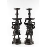 A pair of Chinese bronze standing figures, Ming Dynasty (1368-1644), previously pricket