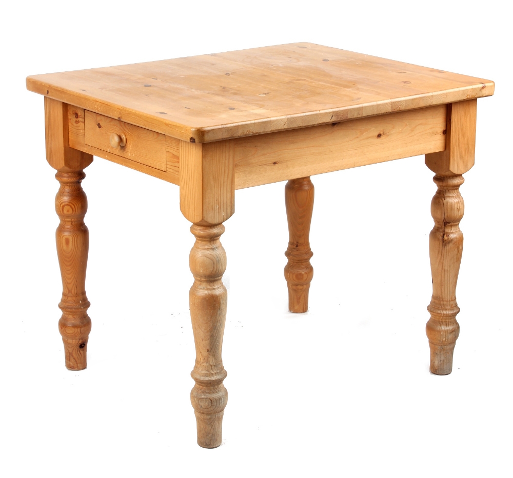 Property of a gentleman - a modern pine rectangular topped kitchen table, 36.25ins. (92cms.) long (