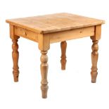 Property of a gentleman - a modern pine rectangular topped kitchen table, 36.25ins. (92cms.) long (