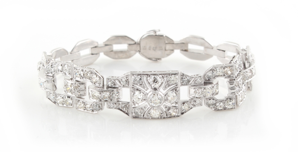 A Swedish 18ct white gold diamond link bracelet, the estimated total diamond weight 5.11 carats, 6. - Image 2 of 3