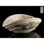 Property of a lady - an early 20th century Japanese Satsuma dish modelled as a basket, painted