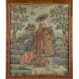 Property of a lady - a 19th century petit point woolwork picture depicting Moses in the basket, 20.5