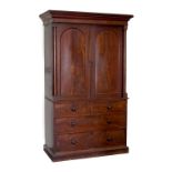 Property of a deceased estate - an early 19th century William IV mahogany two-part linen press, 53.