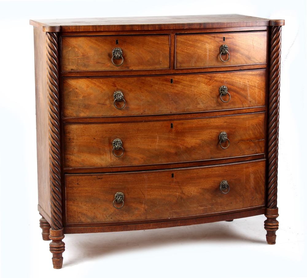 Property of a deceased estate - an early 19th century William IV mahogany bow-fronted chest of