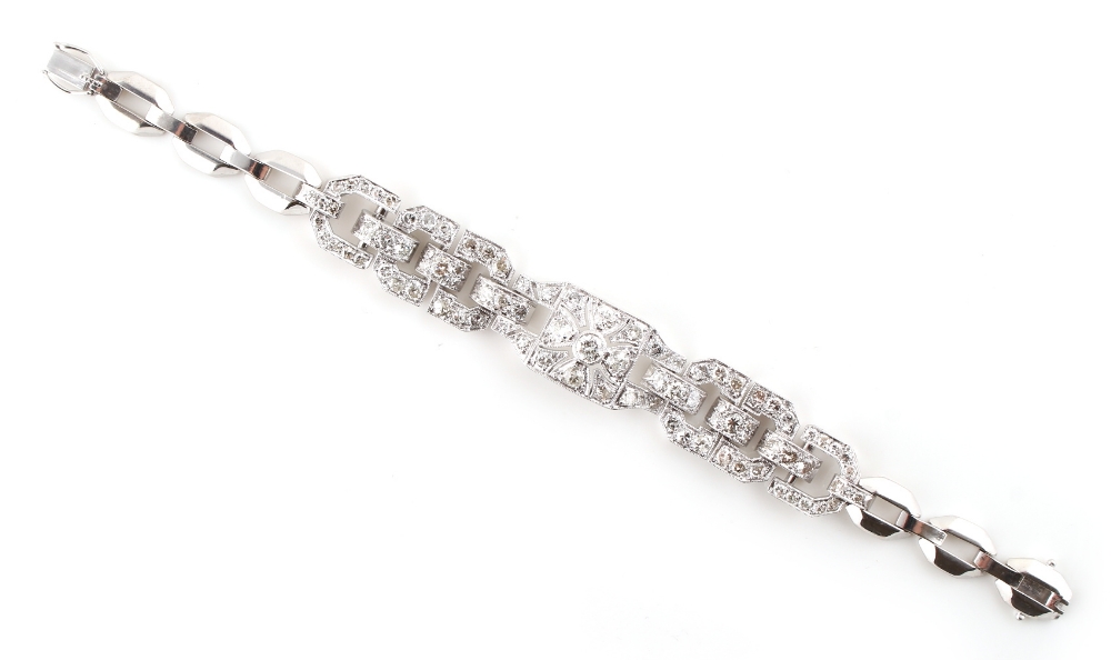 A Swedish 18ct white gold diamond link bracelet, the estimated total diamond weight 5.11 carats, 6. - Image 3 of 3