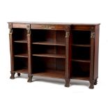 Property of a deceased estate - a mid 20th century Regency style mahogany breakfront dwarf bookcase,