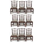 Property of a gentleman - a matched set of nine (4,4,1) George III mahogany dining chairs in the