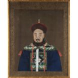 Property of a gentleman - a Chinese painting on silk depicting an ancestor or Emperor, late 19th /