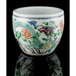 Property of a lady - a 19th century Chinese famille verte dragon & phoenix planter, restored, 10ins.