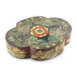 Property of a lady - a late 19th / early 20th century lacquer quatrefoil box & cover, decorated with