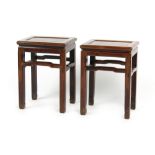 Property of a gentleman - a pair of 19th century Chinese hongmu rectangular topped stands or