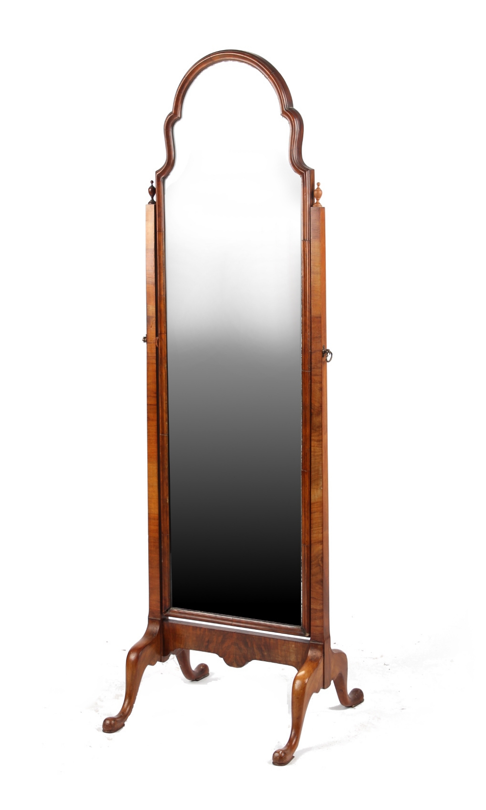 Property of a lady - a mid 20th century Queen Anne style walnut cheval mirror, 60ins. (152cms.) high