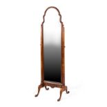 Property of a lady - a mid 20th century Queen Anne style walnut cheval mirror, 60ins. (152cms.) high