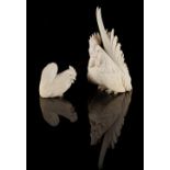 Property of a gentleman - a Japanese carved ivory okimono modelled as a cockerel, Meiji period (