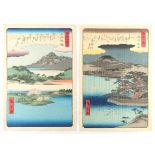 Property of a lady - Utagawa Hiroshige (1797-1858) - Lake Views - two woodblock prints, 19th