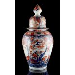 Property of a deceased estate - a 19th century Japanese Imari vase & cover, 18.3ins. (46.5cms.) high