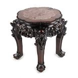 Property of a gentleman - a late 19th / early 20th century Chinese carved hardwood stand with shaped