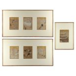 Property of a gentleman - a set of seven 19th century Japanese paintings on paper depicting