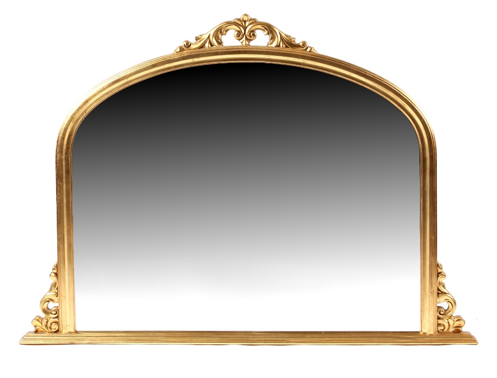 Property of a lady - a Laura Ashley Victorian style gilt painted overmantel mirror, 57ins. (145cms.)