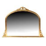 Property of a lady - a Laura Ashley Victorian style gilt painted overmantel mirror, 57ins. (145cms.)