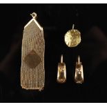 Property of a lady - a pair of 18ct gold earrings, approximately 3.8 grams; together with an