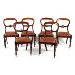 Property of a deceased estate - a set of six Victorian mahogany balloon-back dining chairs with