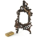 Property of a deceased estate - an Art Nouveau coppered cast metal figural photograph frame, with