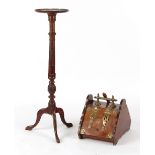 Property of a gentleman - a carved tripod plant stand; together with a late Victorian brass