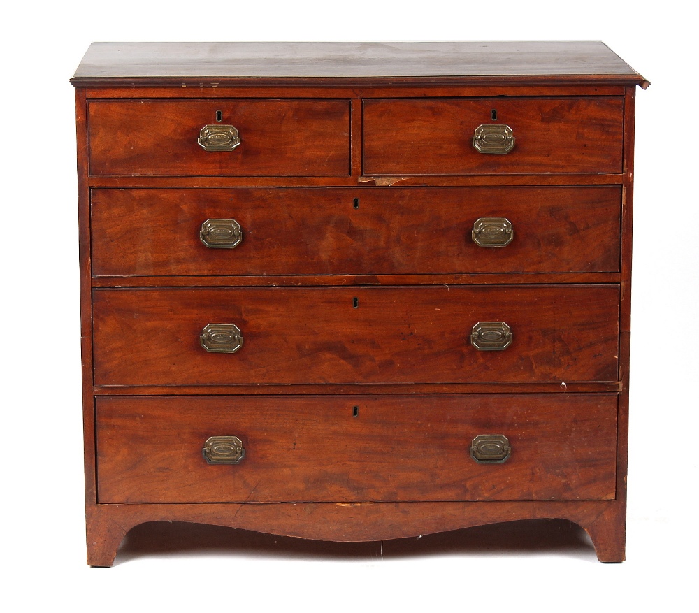 Property of a deceased estate - an early 19th century George IV mahogany chest of drawers, on