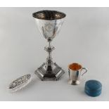 Property of a lady - a Victorian Elkington & Co. silver plated chalice, with diamond registration '