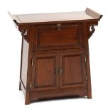 Property of a lady - a Chinese hardwood A-shaped side cabinet, 30.25ins. (77cms.) wide