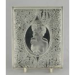 Property of a gentleman - a Lalique moulded glass rectangular plaque or desk weight, decorated