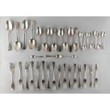 Property of a lady - a quantity of silver flatware, mostly Georgian, including a set of six long