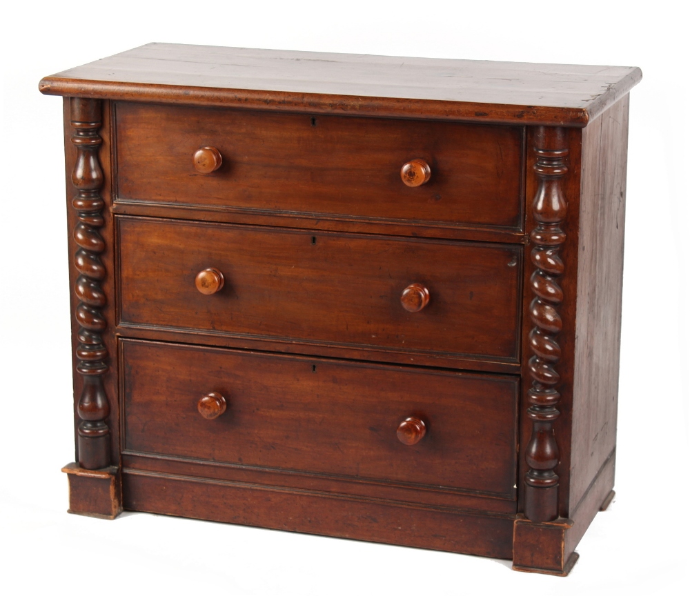 Property of a deceased estate - a Victorian mahogany chest of three long graduated drawers with