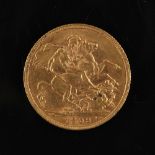 Property of a lady - gold coin - a King Edward VII 1909 full sovereign gold coin.