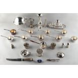 Property of a lady - a mixed lot of silver & silver plated items including a silver tea strainer