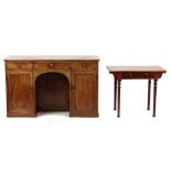 Property of a gentleman - a 19th century mahogany desk with an arrangement of three drawers above