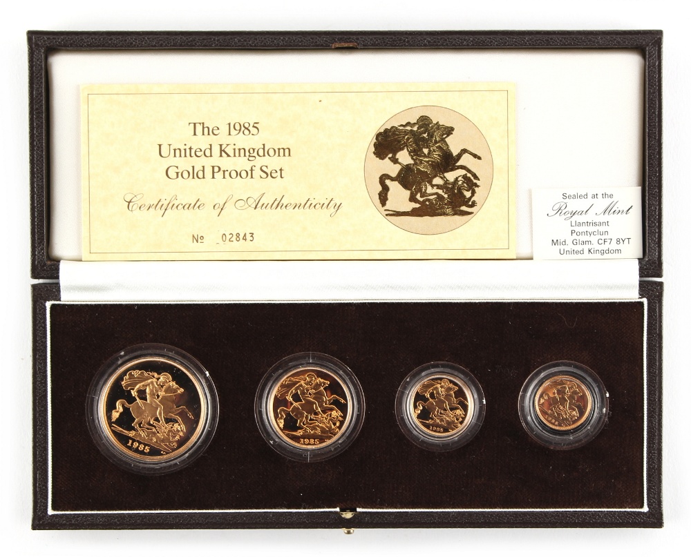 Property of a lady - gold coins - a 1985 Royal Mint cased four coin gold proof set, comprising