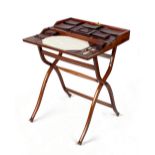 Property of a deceased estate - an Edwardian mahogany & satinwood banded folding desk, with fitted